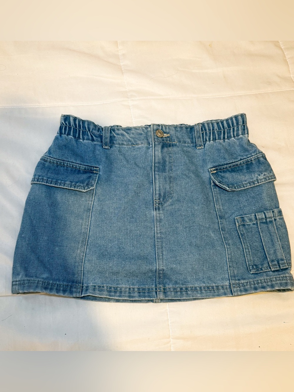 Rewash Light Blue Denim Cargo Mini Skirt